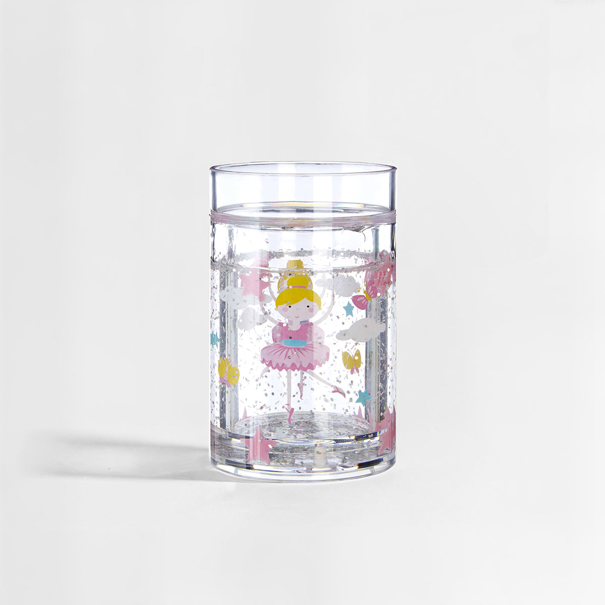 Children’s Glitter Star Drinking Cup – Clear Plastic with Floating Shapes