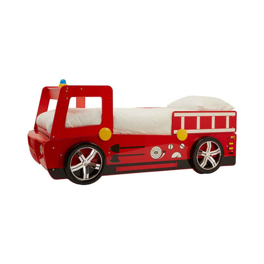 Kids Red Fire Engine Bed – MDF Frame with Firefighter Design