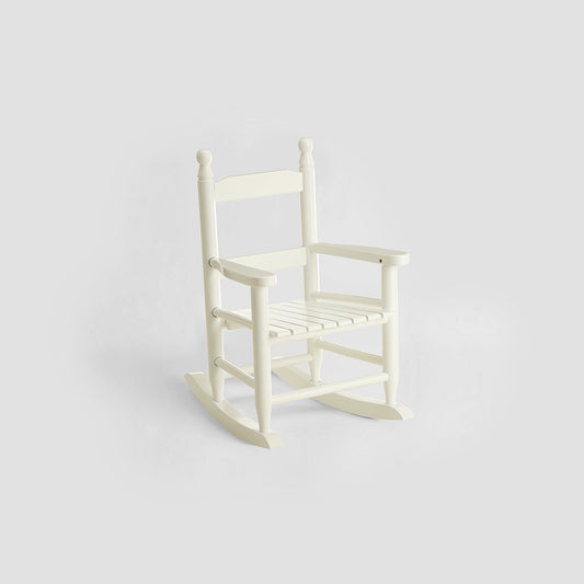 Kids White Wooden Rocking Chair – Classic Slatted Design