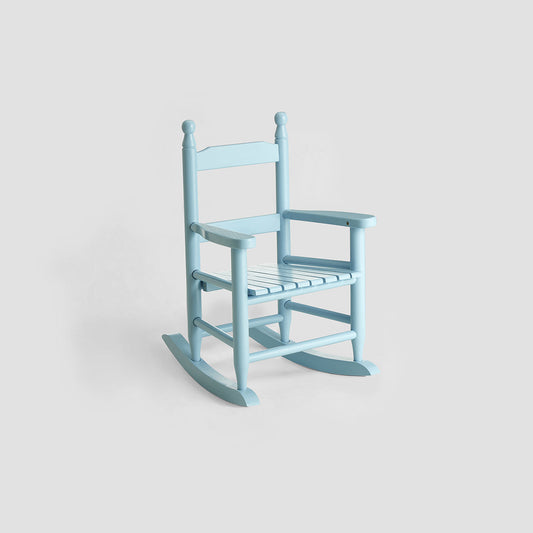 Kids Blue Rocking Chair – Solid Wood with Slatted Back