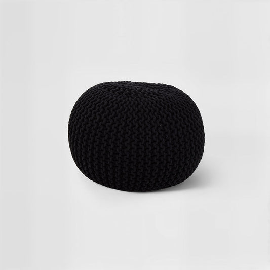 Kids Knit Black Pouffe – Soft Knitted Seat & Footrest