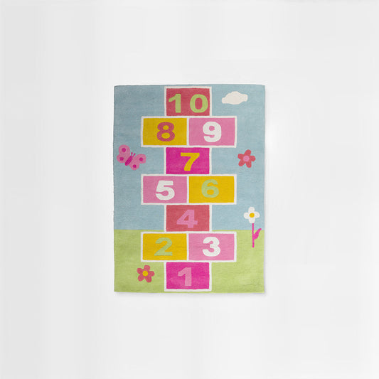 Kids Hopscotch Rug – Hand-Tufted 100% Cotton Play Mat