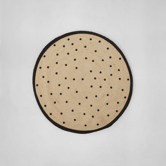 Kids Round Rug – Handwoven Cream Fibre with Concentric Pattern