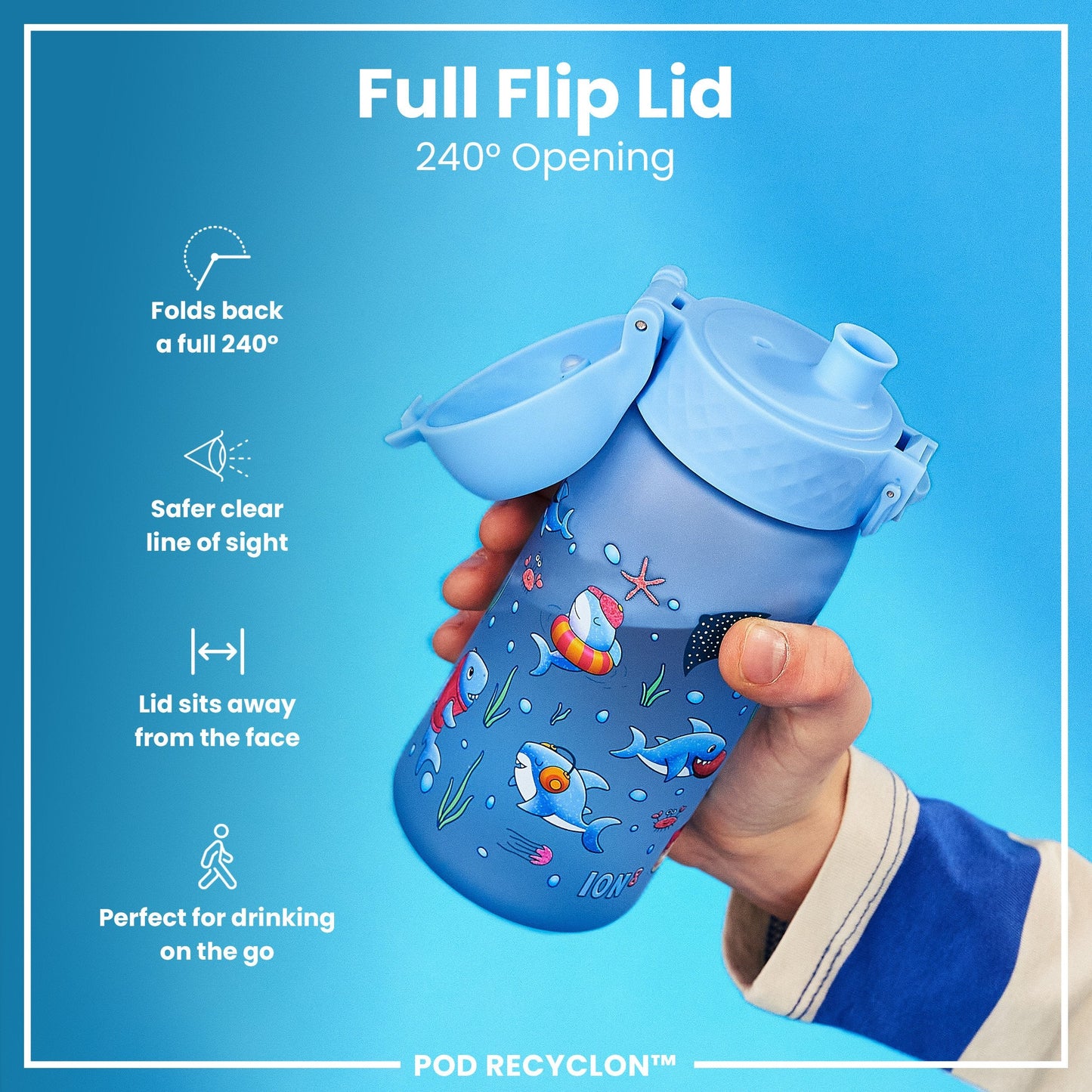 Leak-Proof Kids Water Bottle – Forest Sharks Design (400ml)