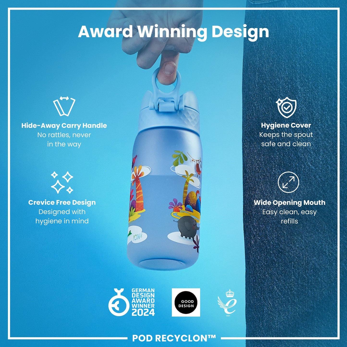 Leak-Proof Kids Water Bottle – Forest Safari Design (400ml)
