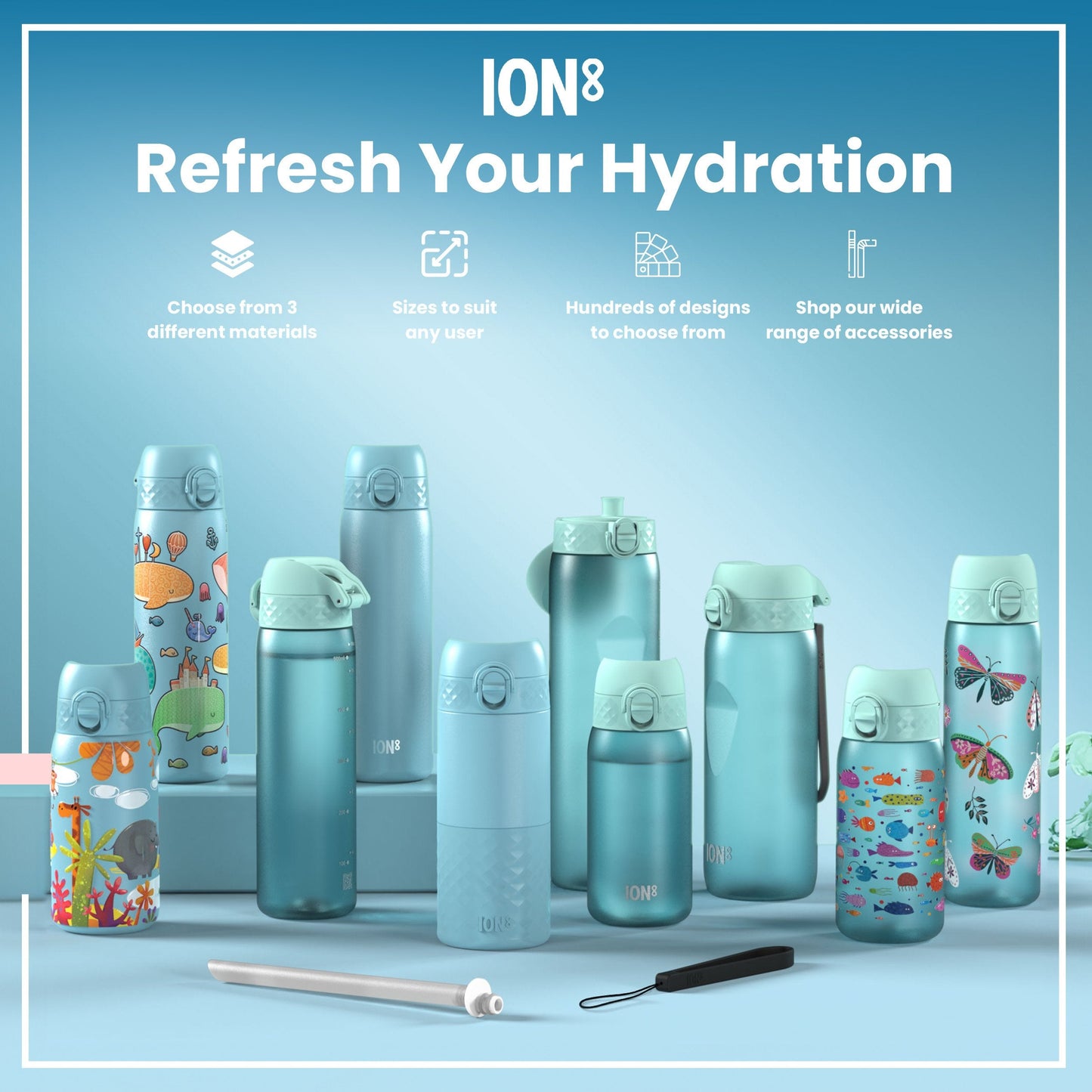 Leak-Proof Kids Water Bottle – Forest Safari Design (400ml)