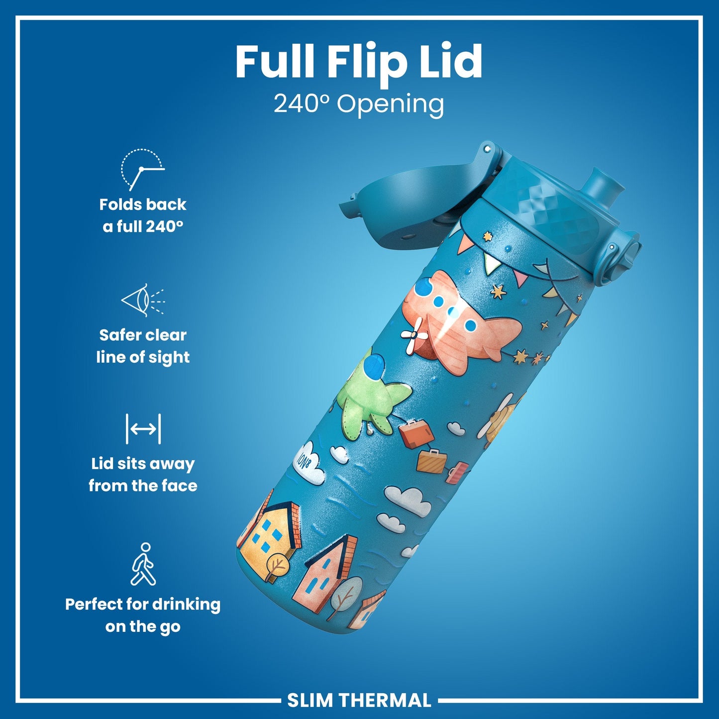 Airplanes Leak-Proof Thermal Water Bottle – 500ml Stainless Steel