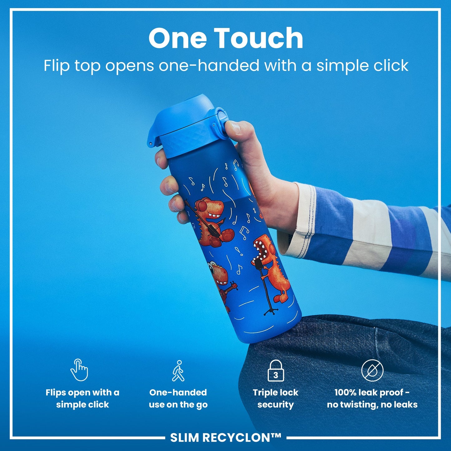 Leak-Proof Recyclon™ Water Bottle – Dino Band Design (600ml)