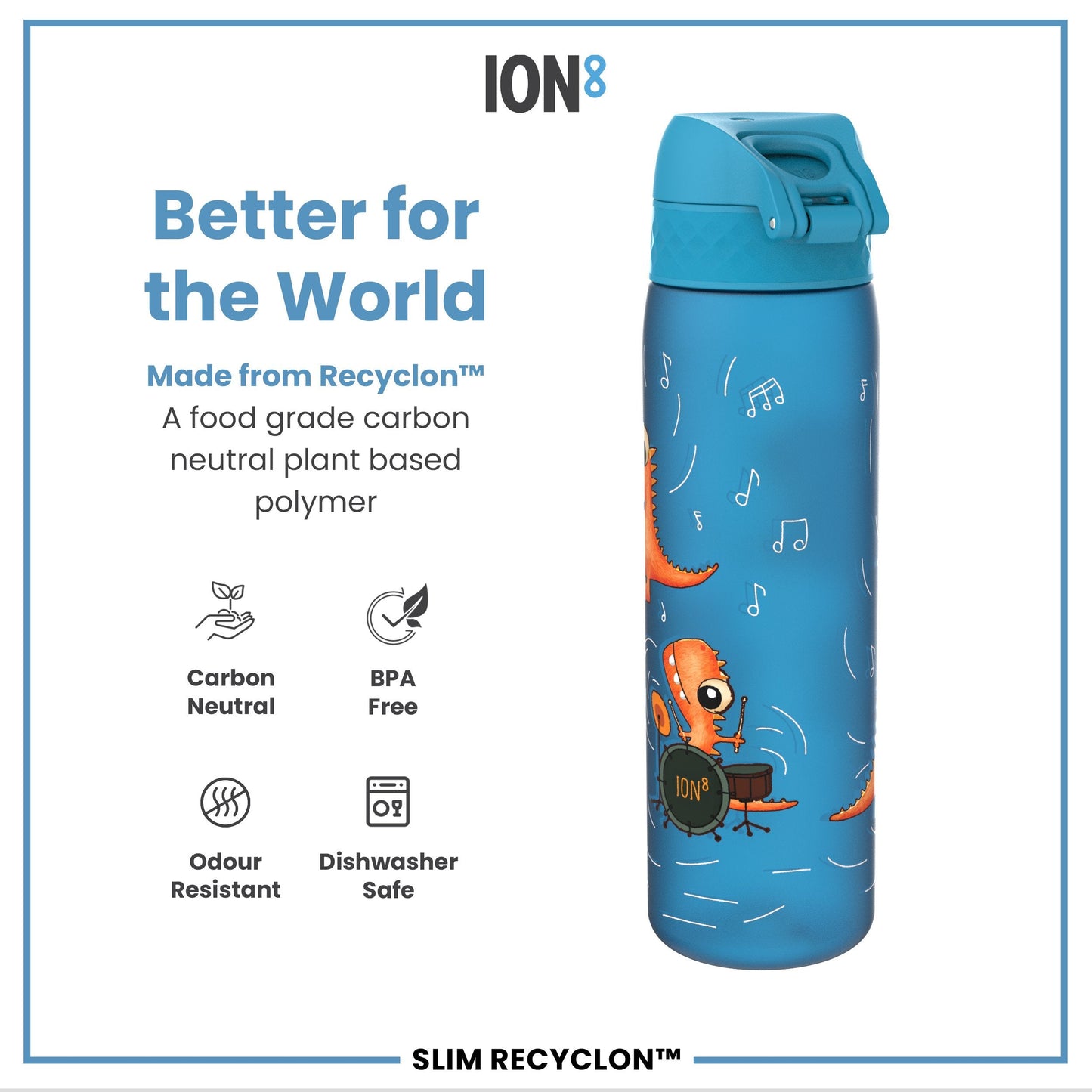 Leak-Proof Recyclon™ Water Bottle – Dino Band Design (600ml)