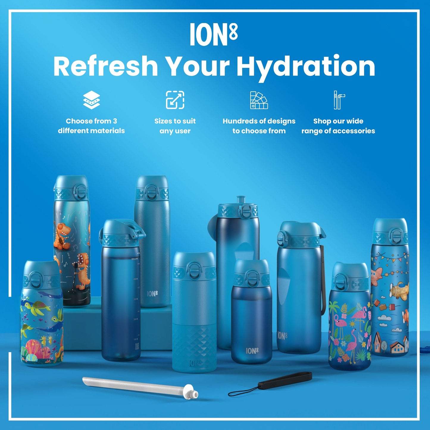 Leak-Proof Recyclon™ Water Bottle – Dino Band Design (600ml)