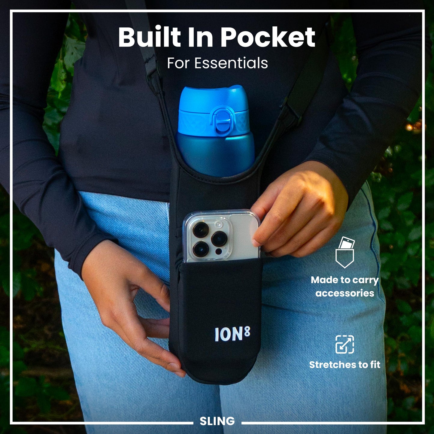 ION8 Sling Bag – Lightweight, Foldable Water Bottle Holder (Up to 1L)