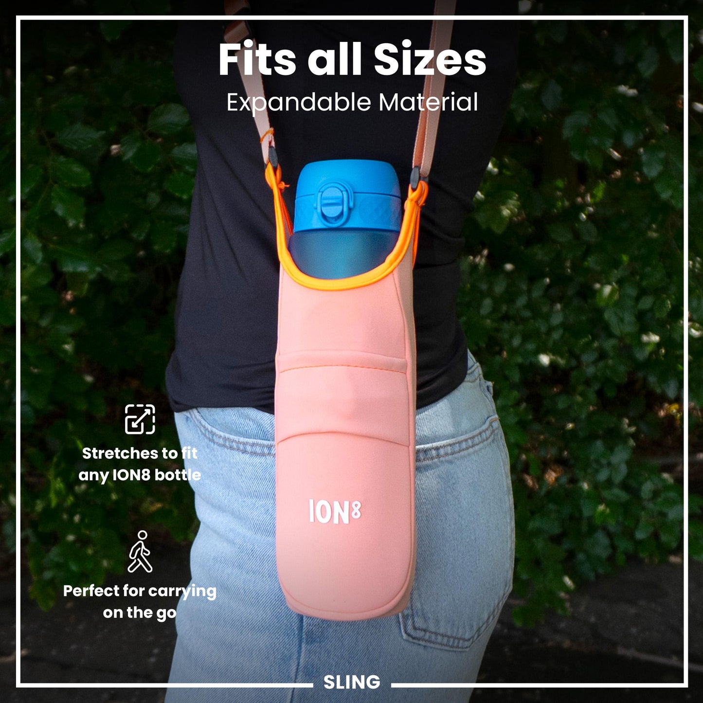 Coral Water Bottle Carrier – ION8 Sling Bag (Fits Bottles Up to 1L)