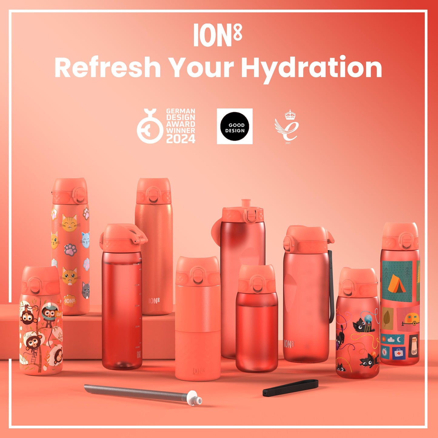 Coral Water Bottle Carrier – ION8 Sling Bag (Fits Bottles Up to 1L)