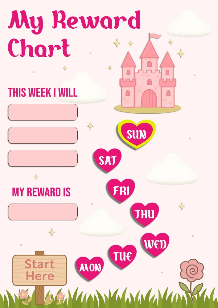 Princess Castle Reward Chart - A4 Dry Erase Board