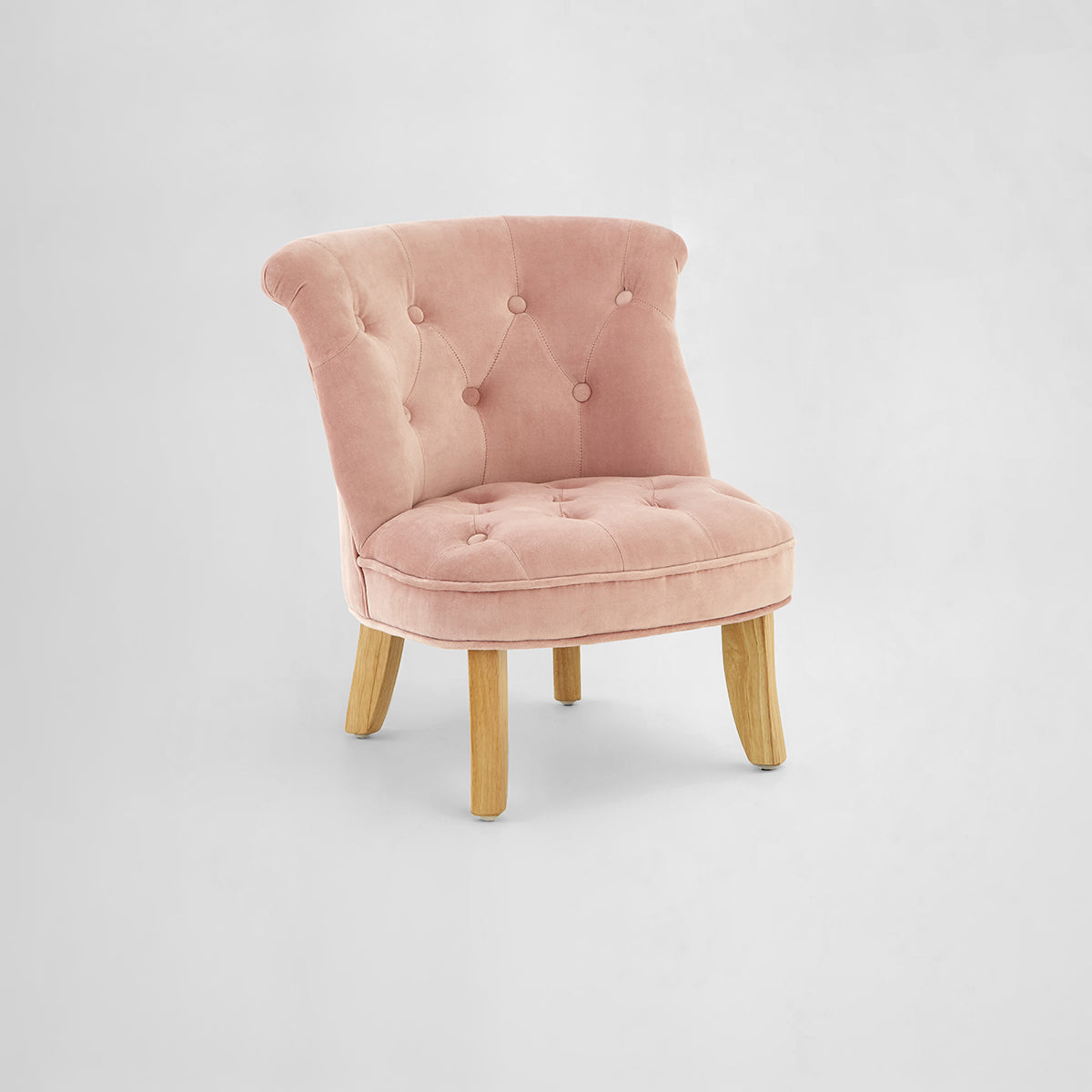 Estelle Kids Chair – Pink Tufted Accent Chair with Wooden Legs
