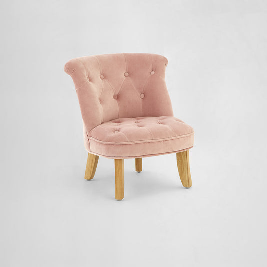 Estelle Kids Chair – Pink Tufted Accent Chair with Wooden Legs
