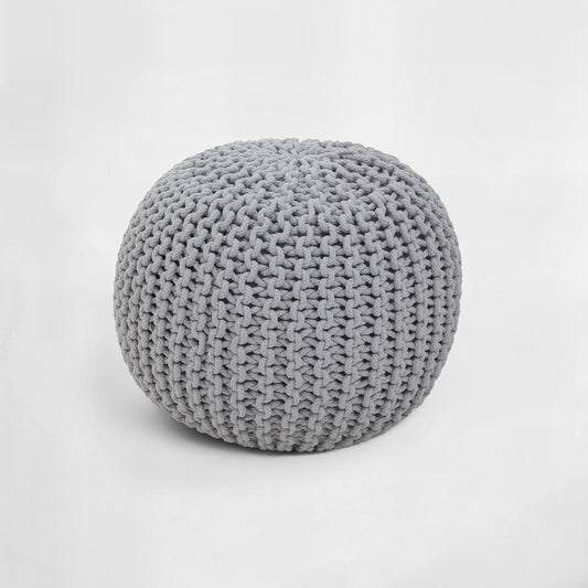 Kids Grey Knitted Pouffe – Soft Seat or Footstool