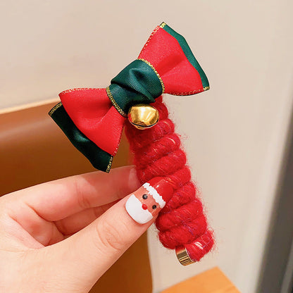 Girls Christmas Elastic Hair Bands – Kids Spiral Coil Rubber Hair Ties