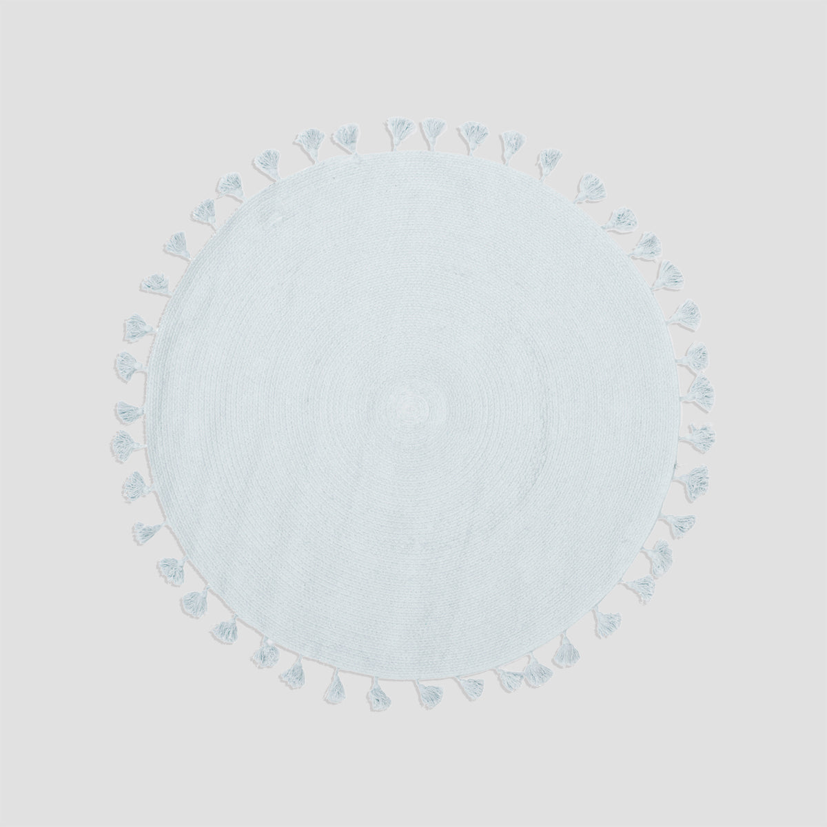 Blue Round Kids Rug with Tassels – Soft Nursery Floor Mat