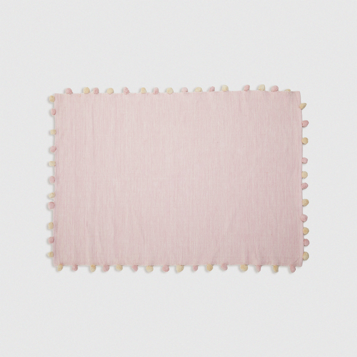 Kids Rectangular Pink Rug – Handwoven with Pom-Pom Detail