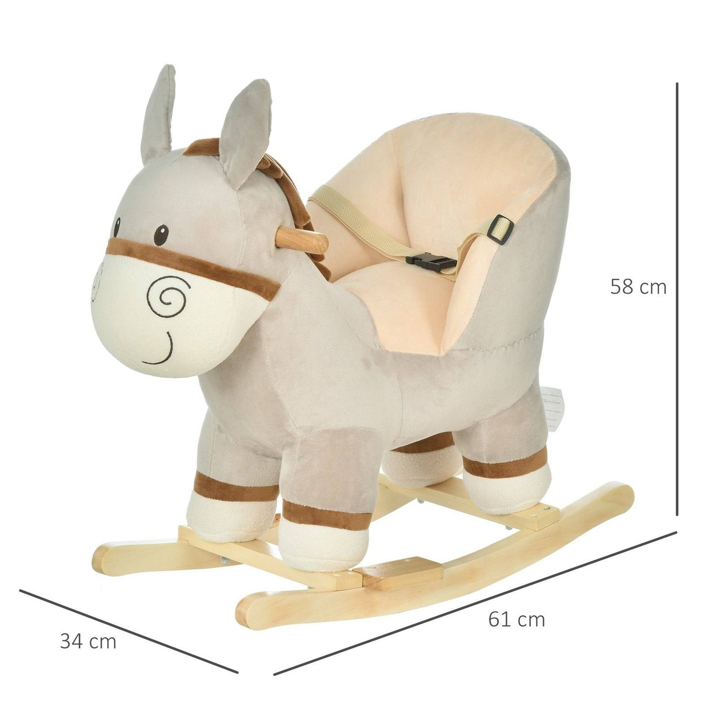 Grey Donkey Plush Rocking Ride-On Toy with Sound – HOMCOM