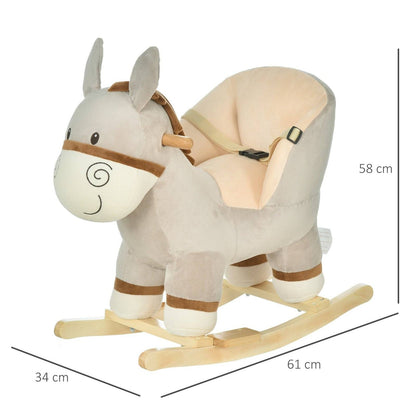 Grey Donkey Plush Rocking Ride-On Toy with Sound – HOMCOM