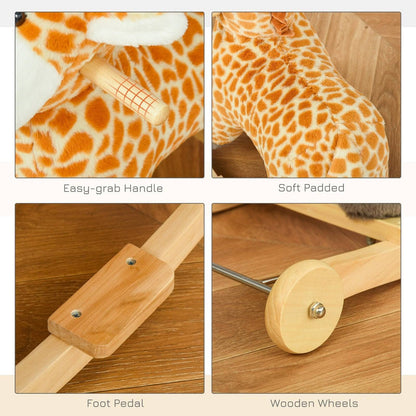 2-in-1 Giraffe Rocking Horse with Wheels & Sounds (Ages 3–6)