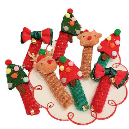 Girls Christmas Elastic Hair Bands – Kids Spiral Coil Rubber Hair Ties