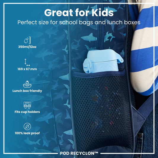 Leak-Proof Kids Water Bottle – Forest Sharks Design (400ml)
