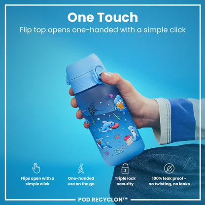 Leak-Proof Kids Water Bottle – Forest Sharks Design (400ml)