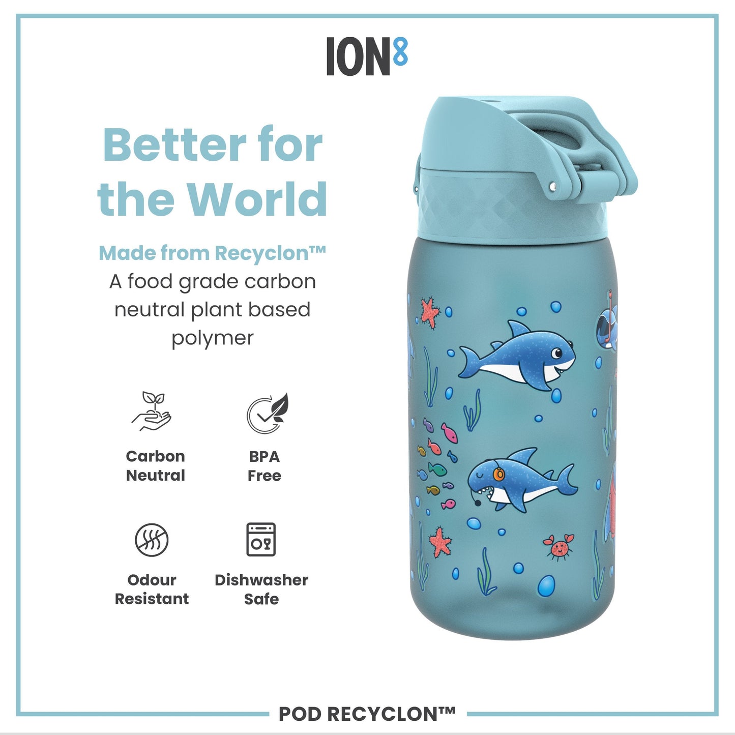 Leak-Proof Kids Water Bottle – Forest Sharks Design (400ml)