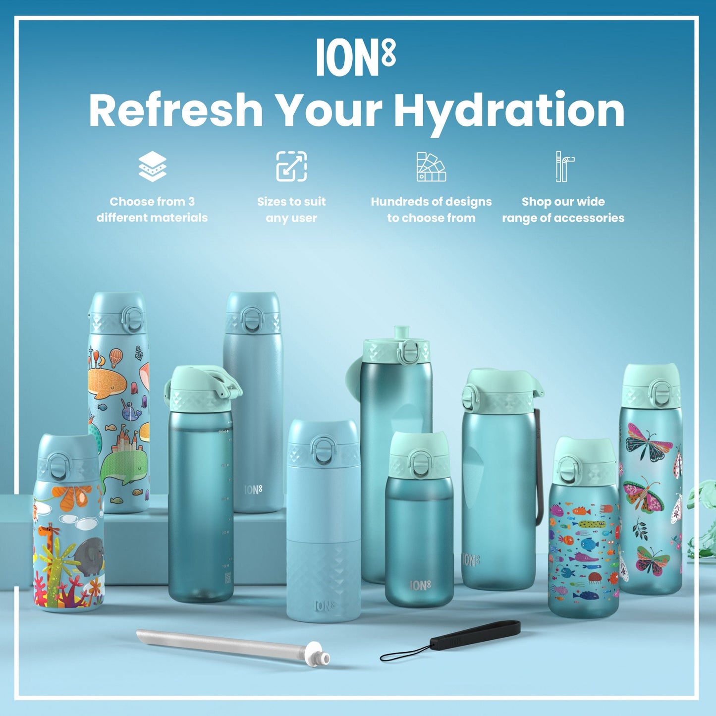 Leak-Proof Kids Water Bottle – Forest Sharks Design (400ml)