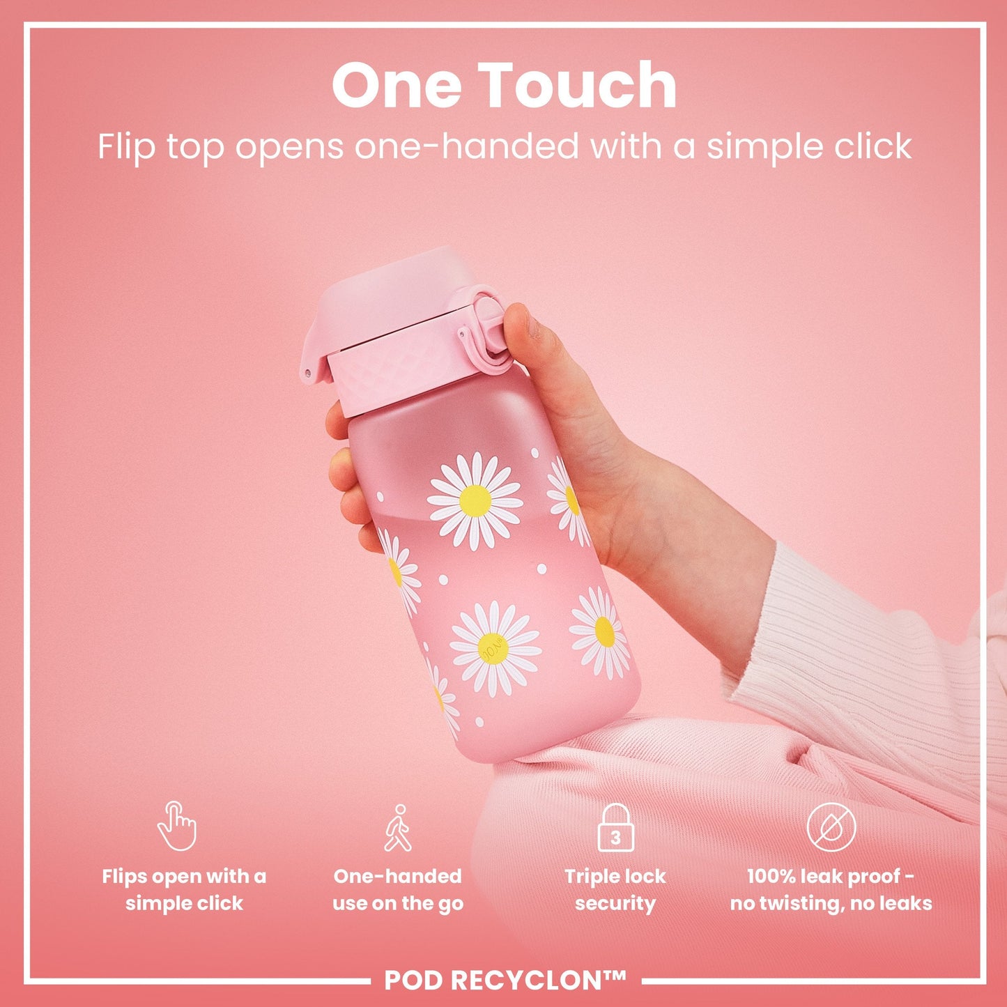 Leak-Proof Kids Water Bottle – Forest Daisies Design (400ml)