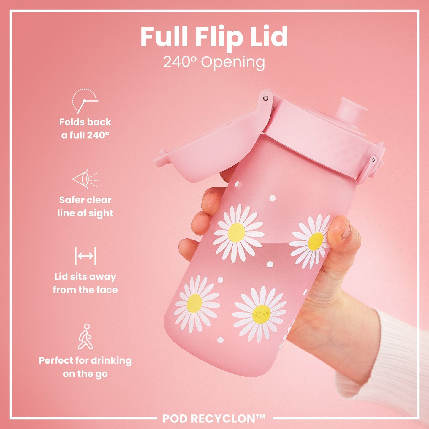 Leak-Proof Kids Water Bottle – Forest Daisies Design (400ml)