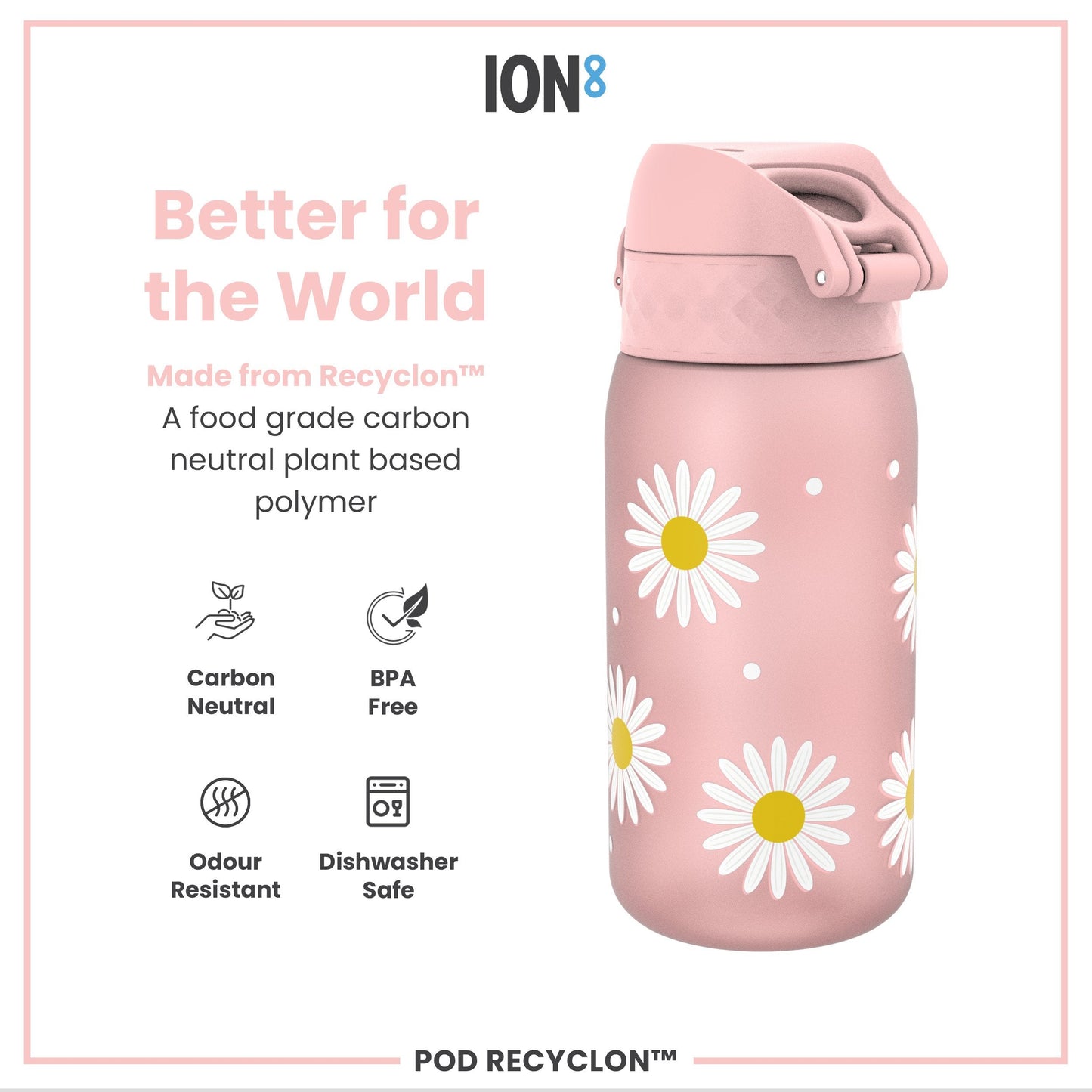 Leak-Proof Kids Water Bottle – Forest Daisies Design (400ml)