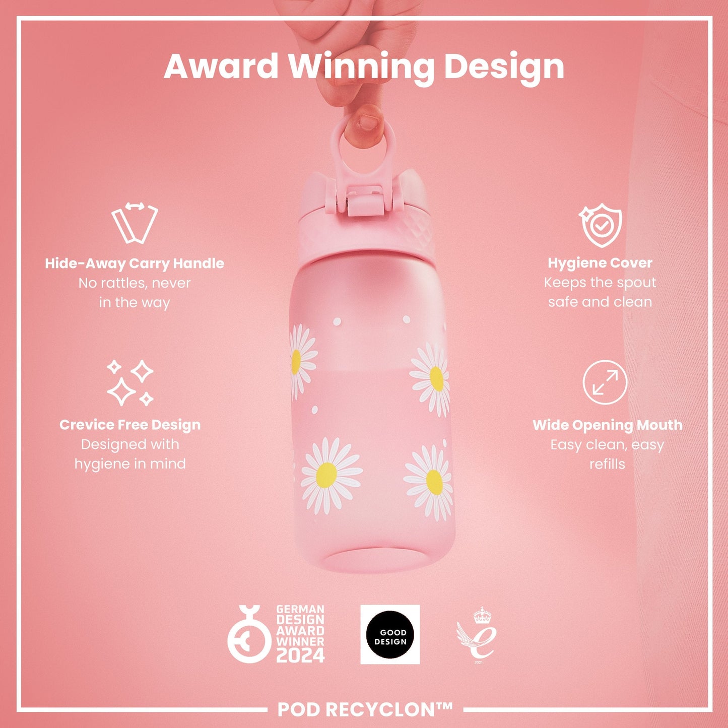 Leak-Proof Kids Water Bottle – Forest Daisies Design (400ml)