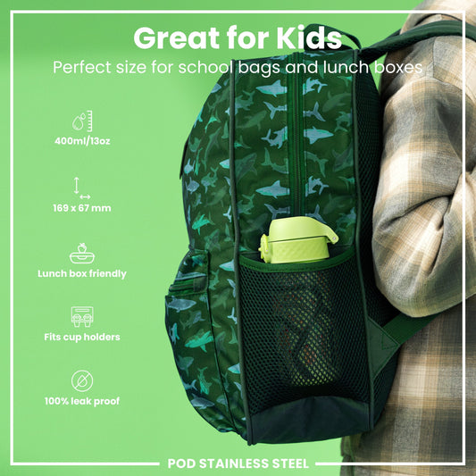 Leak-Proof Kids Water Bottle – Cars Design (400ml Stainless Steel)