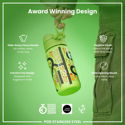 Leak-Proof Kids Water Bottle – Cars Design (400ml Stainless Steel)