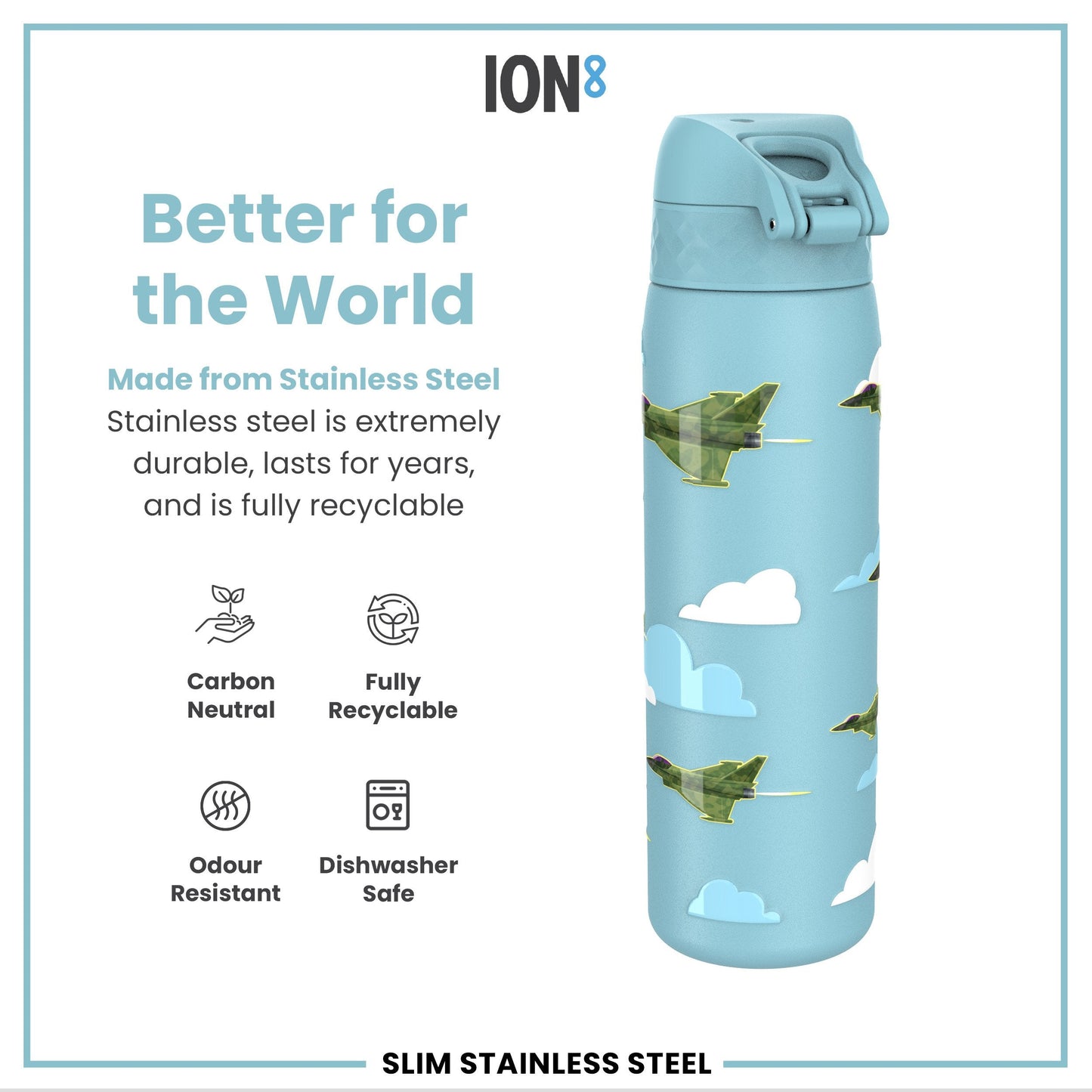 Fighter Jets Leak-Proof Steel Water Bottle – 600ml Stainless Steel