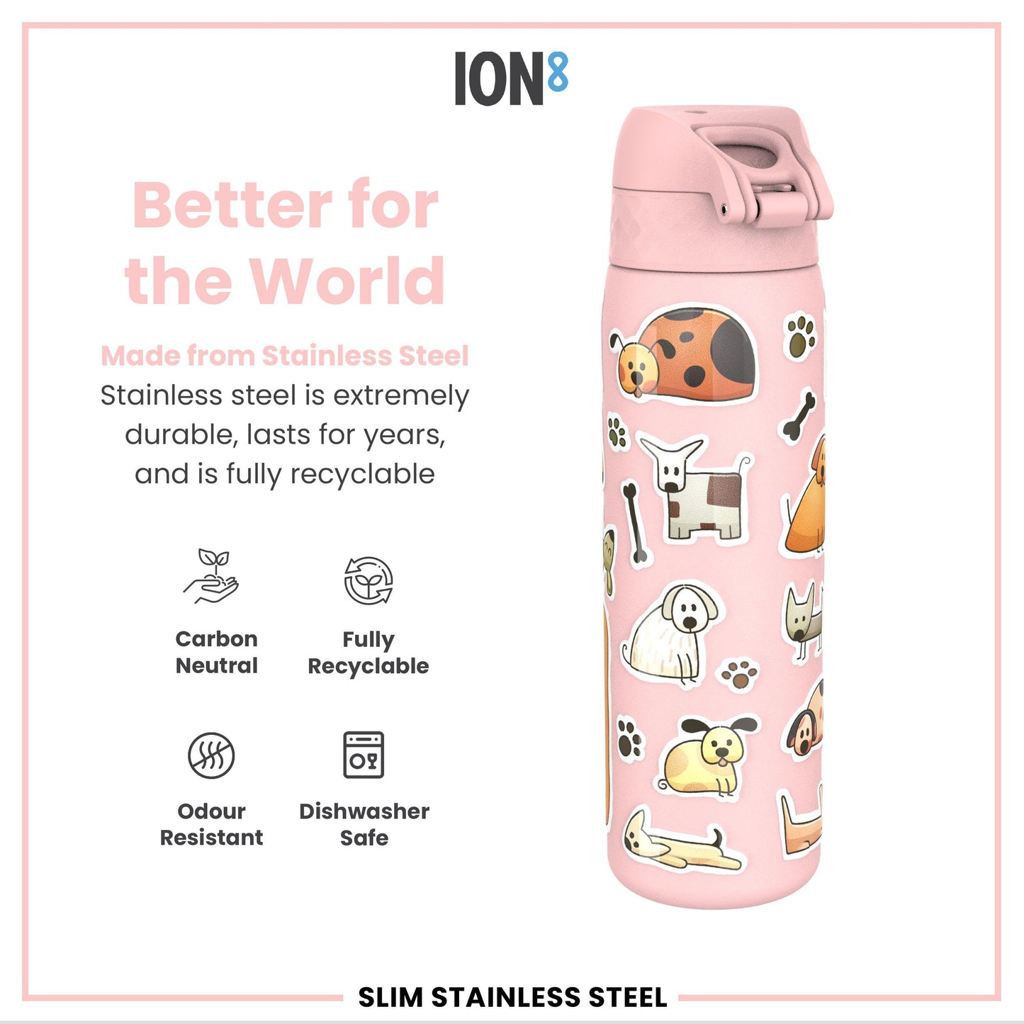 Leak-Proof Thermal Steel Water Bottle – Dog Design (600ml)