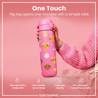 ION8 Cats Leak-Proof Thermal Steel Water Bottle – 500ml