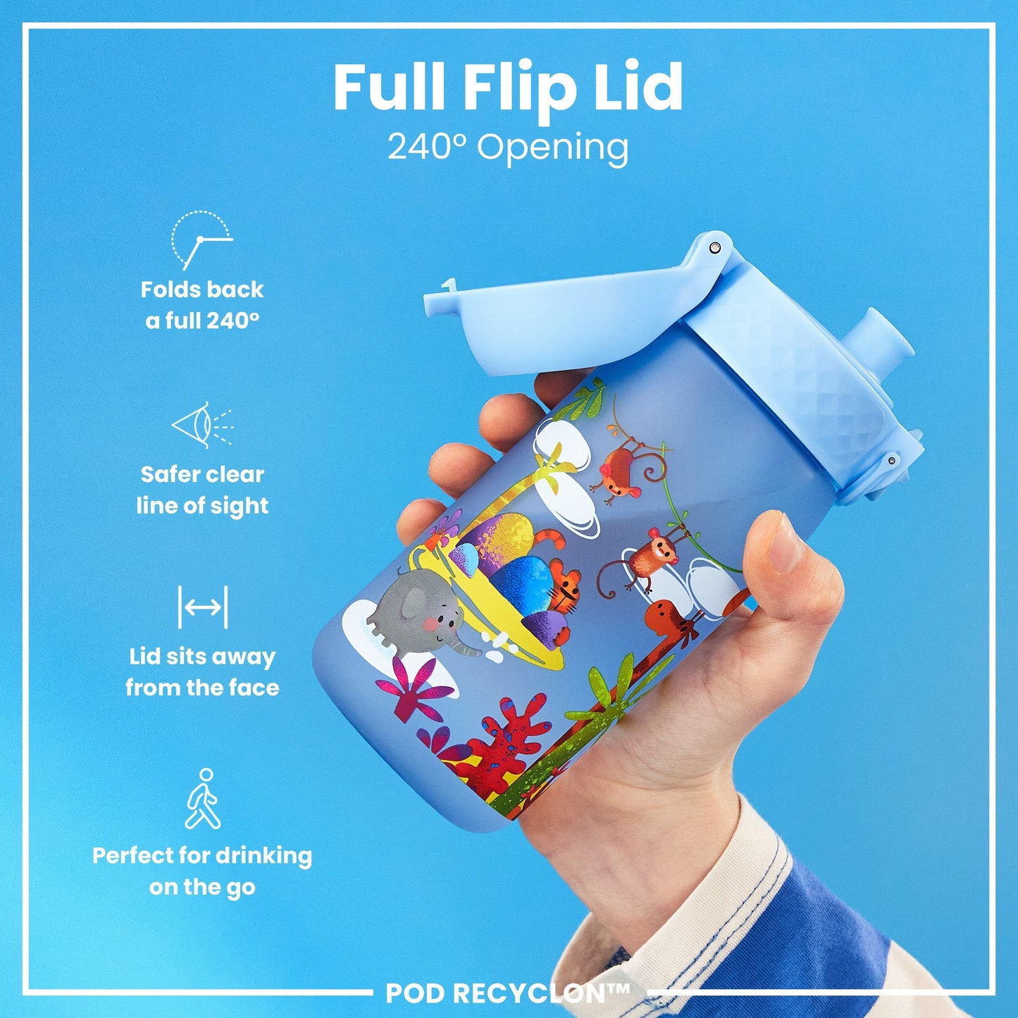 Leak-Proof Kids Water Bottle – Forest Safari Design (400ml)