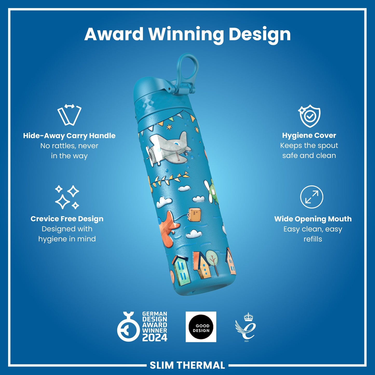 Airplanes Leak-Proof Thermal Water Bottle – 500ml Stainless Steel