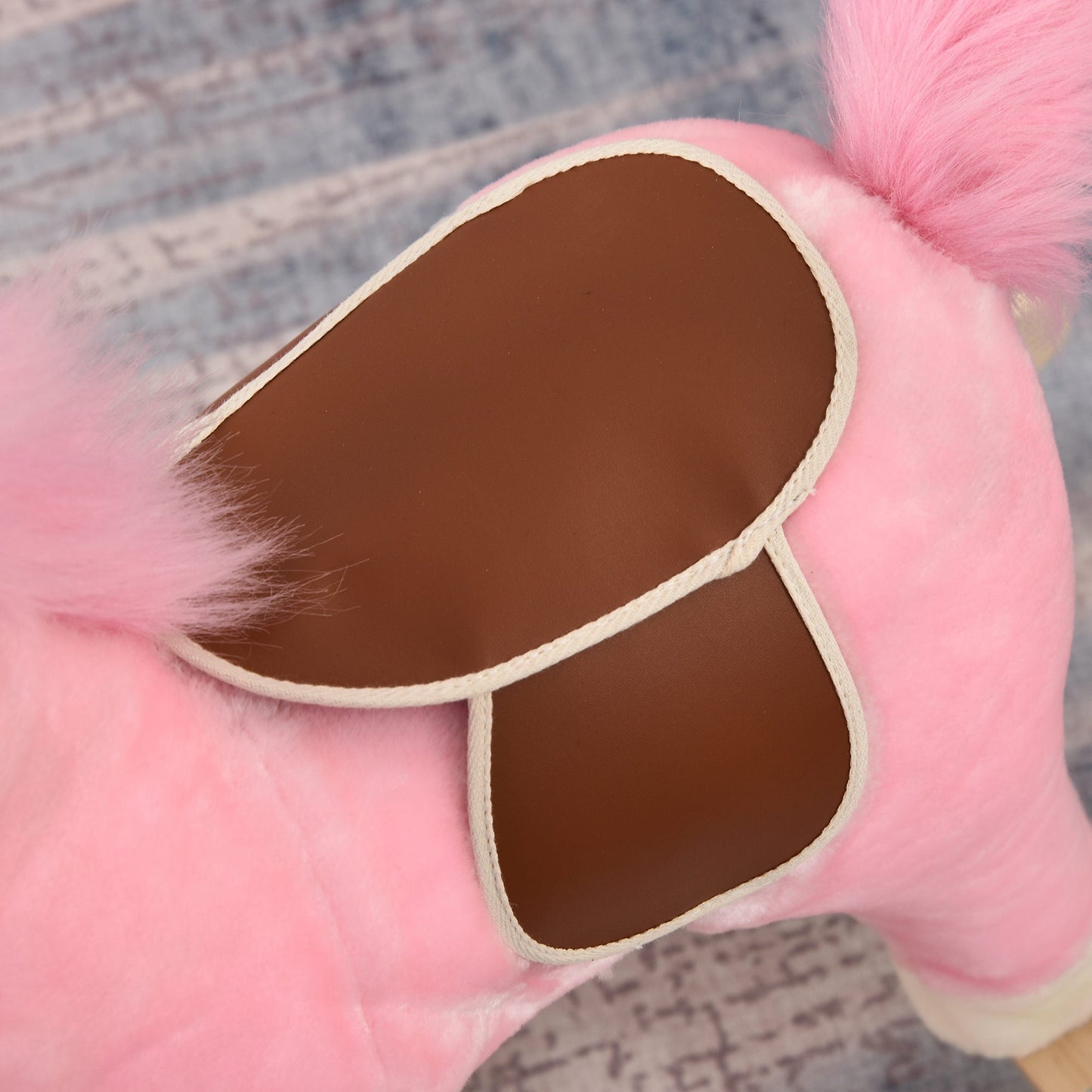 Pink Plush Rocking Horse Toy with Sound, Moving Mouth & Tail – HOMCOM