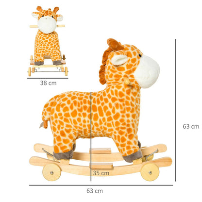 2-in-1 Giraffe Rocking Horse with Wheels & Sounds (Ages 3–6)