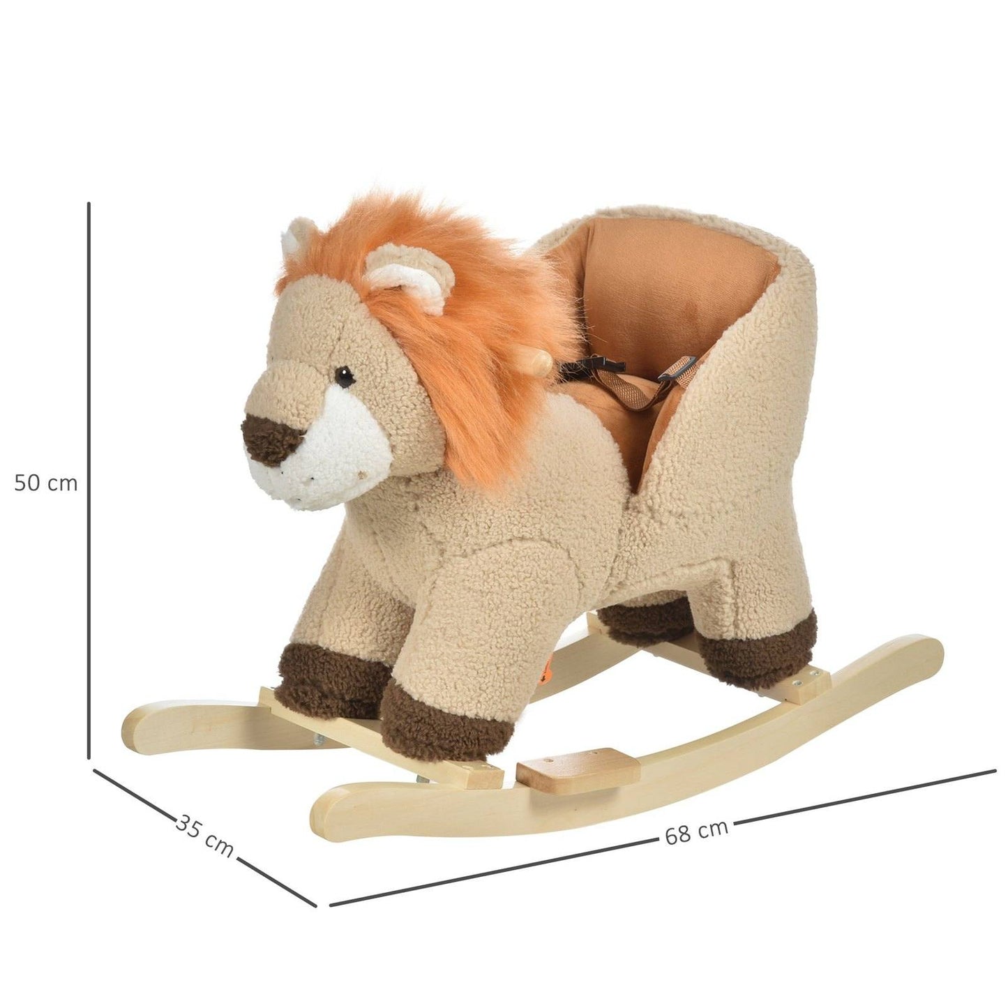 Plush Lion Rocking Horse Ride-On Toy with Sound & Safety Belt – HOMCOM