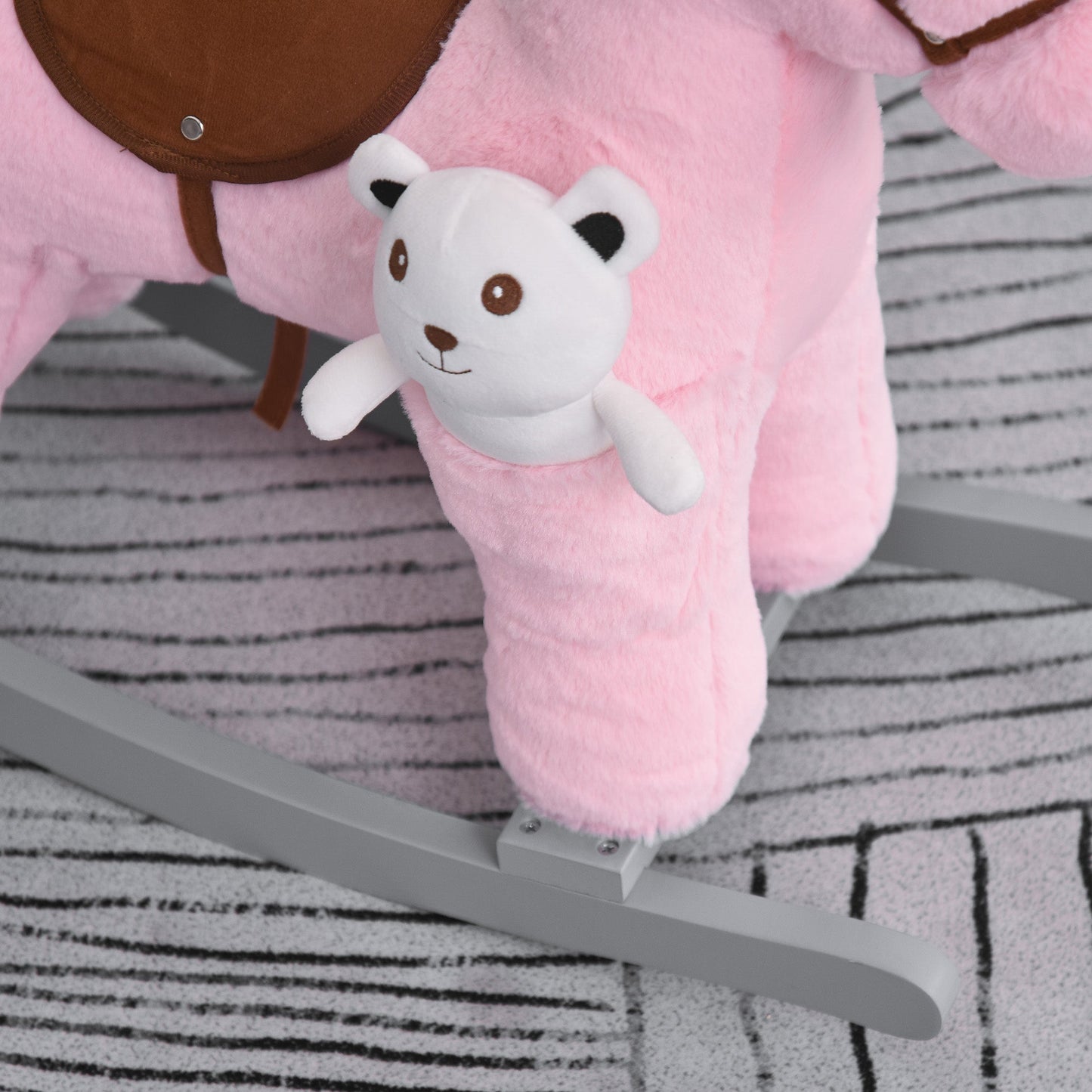 Plush Ride-On Rocking Horse with Sounds – Pink (18–36 Months)
