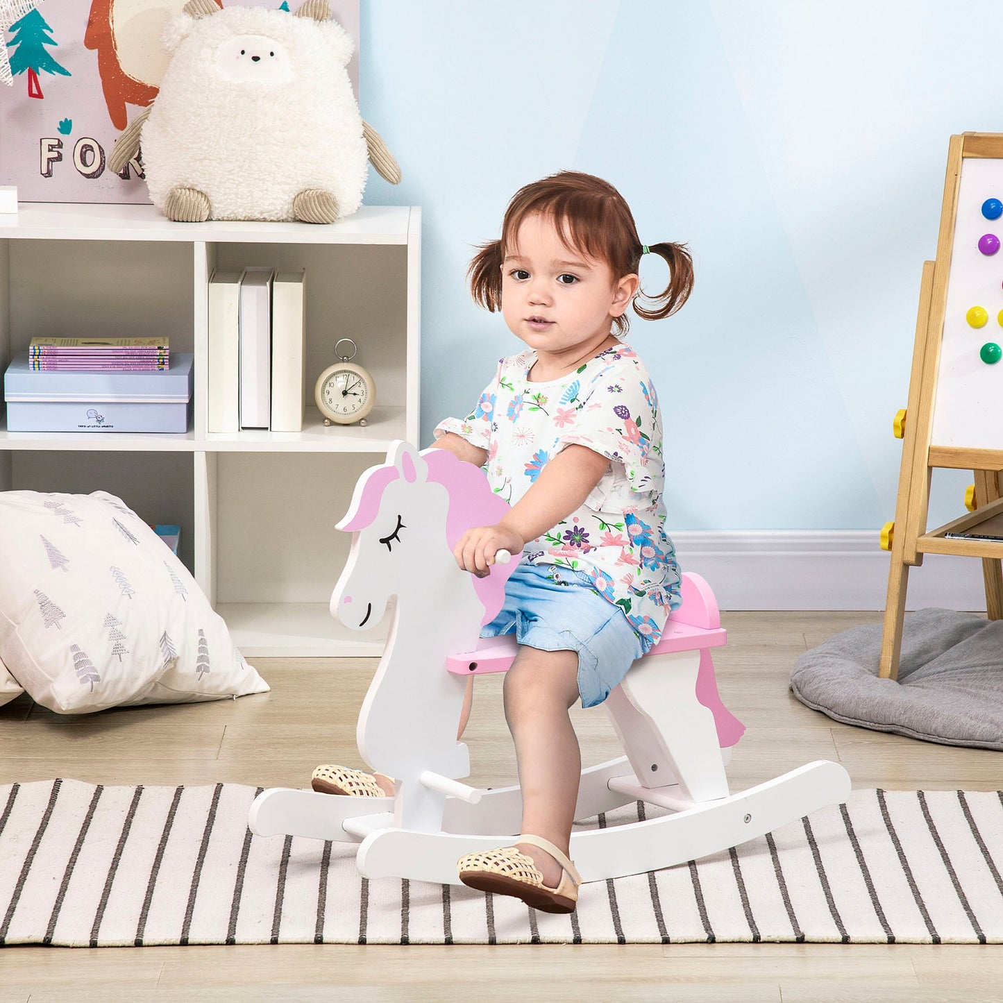 Wooden Unicorn Rocking Horse for Toddlers (Ages 1–3) – HOMCOM