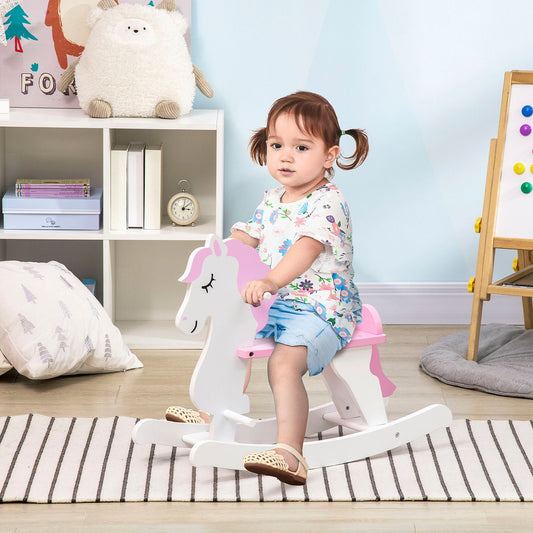 Wooden Unicorn Rocking Horse for Toddlers (Ages 1–3) – HOMCOM
