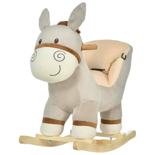 Grey Donkey Plush Rocking Ride-On Toy with Sound – HOMCOM